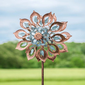 Plow & Hearth Copper Lily Wind Spinner - 24" X 10-1/4" X 75"