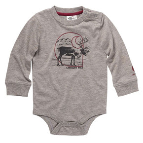 Carhartt Boy's Long Sleeve Crewneck Moose C Graphic Bodysuit - Charcoal Heather Carhartt Boy's Long Sleeve Crewneck Moose C Graphic Bodysuit - Charcoal Heather