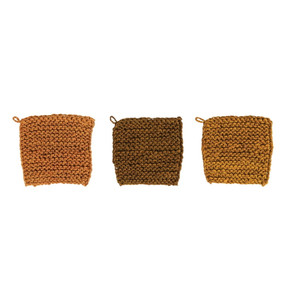 Creative Coop 8" Square Jute Crocheted Pot Holder - Assorted