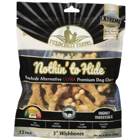 Fieldcrest Farms Nothin' To Hide Beef Ultra 3" Wish Bone Dog Chews - 12 Pk