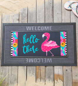 Evergreen Enterprises Flamingo Stripes and Flowers Sassafras Switch Mat - 22" Evergreen Enterprises Flamingo Stripes and Flowers Sassafras Switch Mat - 22"