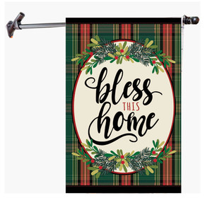 Evergreen Enterprises Bless This Home Plaid House Linen Flag