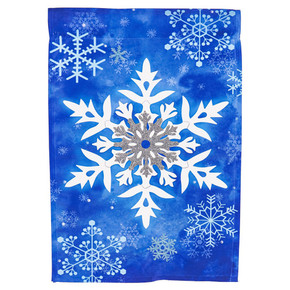 Evergreen Enterprises Winter Snowflakes Applique House Flag