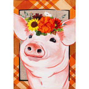 Evergreen Enterprises Fall Pig Burlap Garden Flag