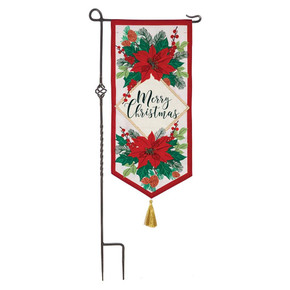 Evergreen Enterprises Christmas Poinsettias Everlasting Impressions Textile Flag - 28"