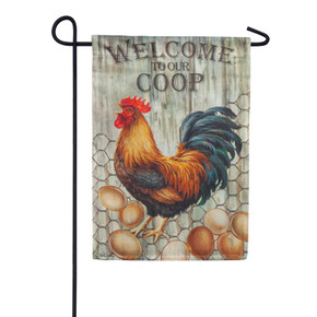 Evergreen Enterprises Welcome to Our Coop Suede Garden Flag