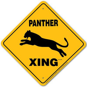 Noble Beasts Graphics Panther Xing Aluminum Sign - 12" X 12" - Yellow/Black