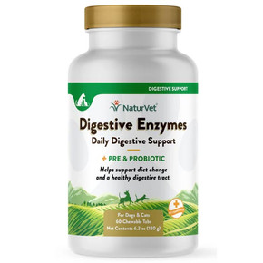 Naturvet Digestive Enzymes Chewable Tablets with Prebiotics & Probiotics - 60 ct
