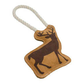 Original Territory Natural Leather Deer Dog Tug Toy - 8"