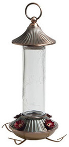 Audubon 14 oz Clear Glass Embossed Hummingbird Feeder