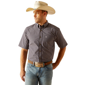 Ariat River Rock Pro Series Men's Classic Fit Dakota Short Sleeve Check Shirt - Blue Indigo