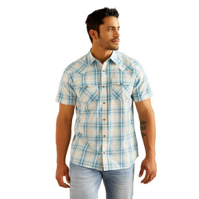 Ariat Men's Retro Fit Harold Short Sleeve Shirt - Blue Ariat Men's Retro Fit Harold Short Sleeve Shirt - Blue