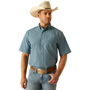 Ariat Run This Town Pro Series Men's Classic Fit Kameron Short Sleeve Shirt - Aqua