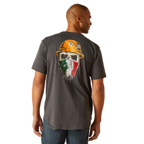 Ariat Rebar Workman Men's Born Short Sleeve T-Shirt - Charcoal/Mexico Flag