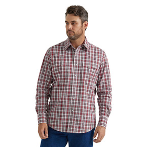 Wrangler Men's Classic Fit Long Sleeve Wrinkle Resist Western Plaid Shirt - Red