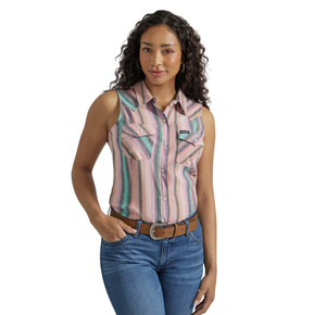 Wrangler Retro Women's Punchy Western Sleeveless Snap Shirt - Multi