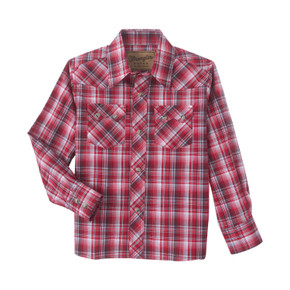 Wrangler Retro Boy's Long Sleeve Western Shirt - Red
