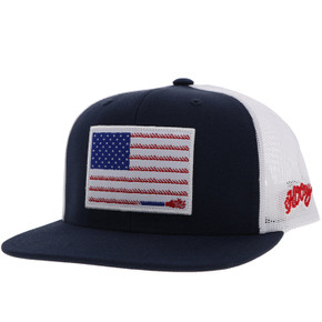 Hooey Men's Liberty Roper Hat with Flag Patch - Navy/White