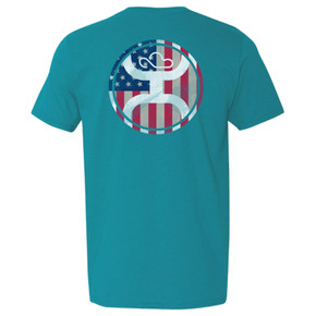 Hooey Men's 2.0 USA Circle Short Sleeve T-Shirt - Tropical Blue