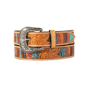 Ariat Women's Paisley Tooled Leather Belt - Multi