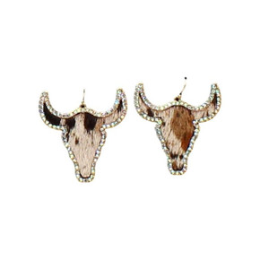 Silver Strike Women's Calf Hair Crystals Earrings - Brown