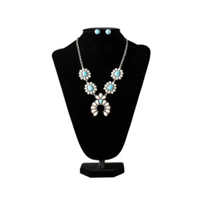 Silver Strike Women's Squash Blossom Jewelry Set - Turquoise/White