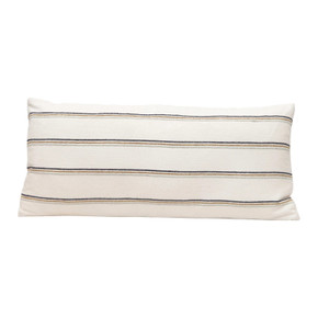Creative Co-op Logo Collected Notions Woven Cotton Blend Lumbar Pillow with Stripes - 36" X 16" 