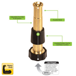 Melnor Brass Twist Nozzle - 1-3/8" X 1-3/8" X 4-7/8"