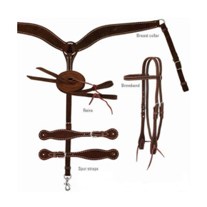 Reinsman Diamond R Browband Cowboy Tack Set - 15" X 12" X 5" - Chocolate