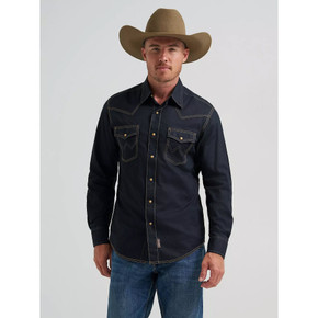 Men's Wrangler Retro® Long Sleeve Western Snap Solid Dobby Shirt