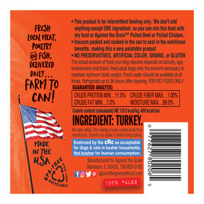 Against The Grain Nothing Else Turkey Dog Food - 11 oz