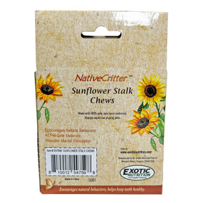 Exotic Nutrition NativeCritter Sunflower Stalk Chews For Small Animal Toys - 4" X 4" X 1"