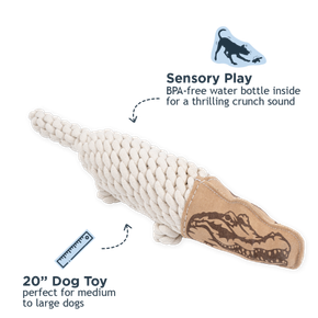 Tall Tails Alligator Leather & Rope Dog Toy
