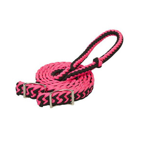 Weaver Equine Braided Nylon Barrel Reins - Pink/Black - 1/2" X 8"