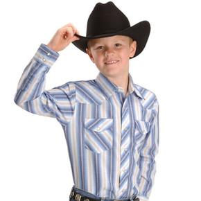 Wrangler Checotah Boy's Long Sleeve Western Shirt - Brown