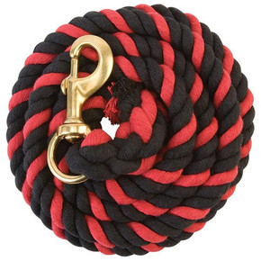 Weather Leather Striped Cotton Lead Rope With Brass Snap - Black/red