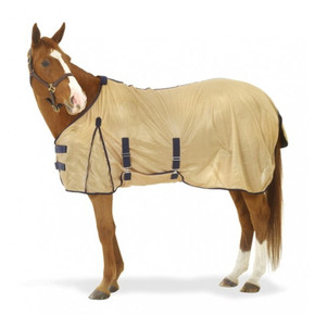 Equi-Essentials Softmesh Fly Sheet With Belly Band - Tan/Navy Equi-Essentials Softmesh Fly Sheet With Belly Band - Tan/Navy