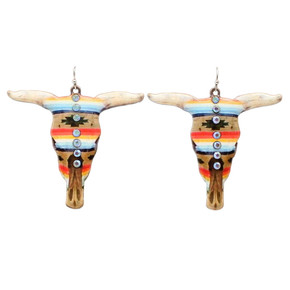 Blazin Roxx Aztec Cow Skull Earrings