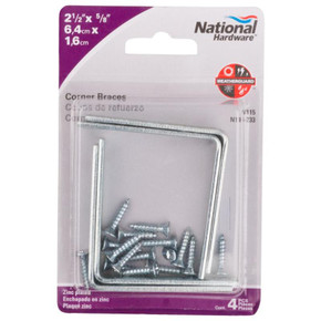 National Hardware 2-1/2" X 5/8" Zinc Corner Iron Braces - 4 Pk