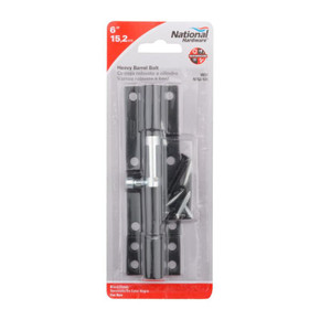 National Hardware Black Heavy Barrel Bolt - 6"
