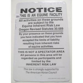 Equine Liability Supplement Sign Equine Liability Supplement Sign