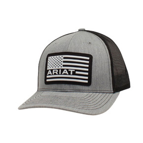 Ariat Men's Usa Flag Logo Black Mesh Snapback Ball Cap - Gray