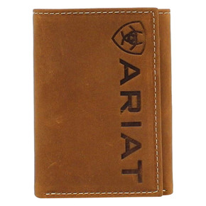 Ariat Men's Medium Brown Vertical Logo Trifold Wallet