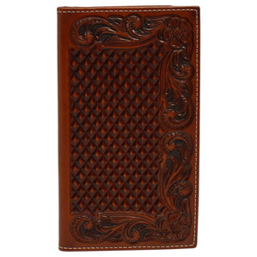 Ariat Men's Rodeo Basket Weaved Floral Embossed Wallet Ariat Men's Rodeo Basket Weaved Floral Embossed Wallet