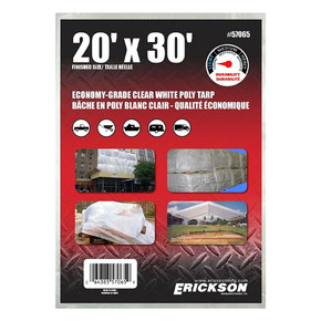Erickson Economy Grade Clear White Poly Tarp - 20' X 30'