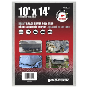 Erickson Heavy Grade Silver Poly Tarp - 10' X 14'