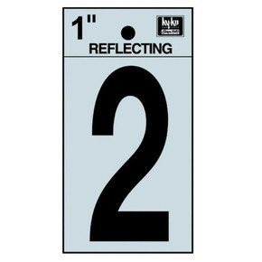 Hy-Ko 1" Black/Silver Vinyl Reflective Adhesive Sign - Number 2