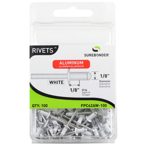 Surebonder Short Aluminum White Rivet - 100 Pk