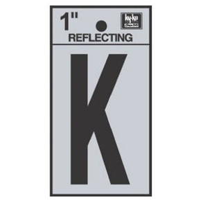 Hy-Ko 1" Black/Silver Vinyl Reflective Adhesive Sign - Letter K