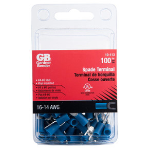 Gardner Bender Vinyl Insulated Spade Terminal - Blue - 100 pk Gardner Bender Vinyl Insulated Spade Terminal - Blue - 100 pk